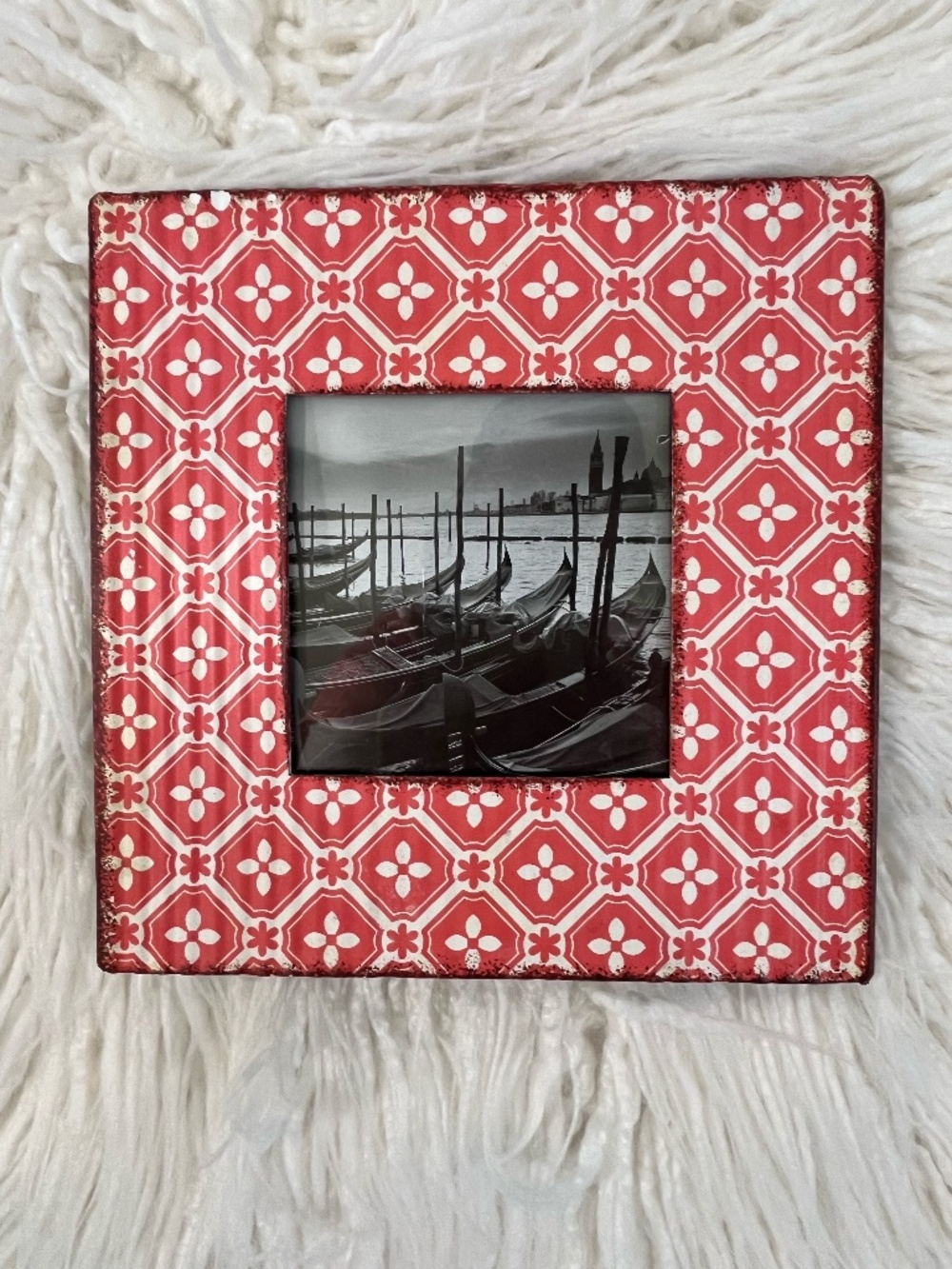 Cost Plus inc. "Photo frame in orange tin"